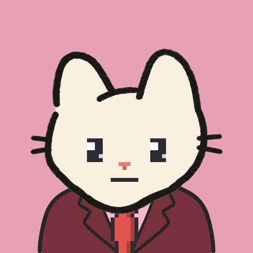 Employee #0009 — a cream cat in a burgundy suit, on rose